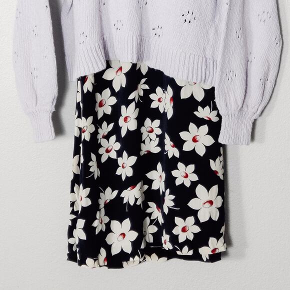 Express Women’s Dress Y2K Vintage Garden Party Coquette Floral Rayon Navy Sz XS - Picture 7 of 9